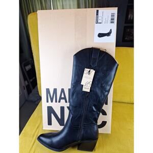 NWT Madden NYC Womens Tall Western Boots Black Faux Leather Size 7